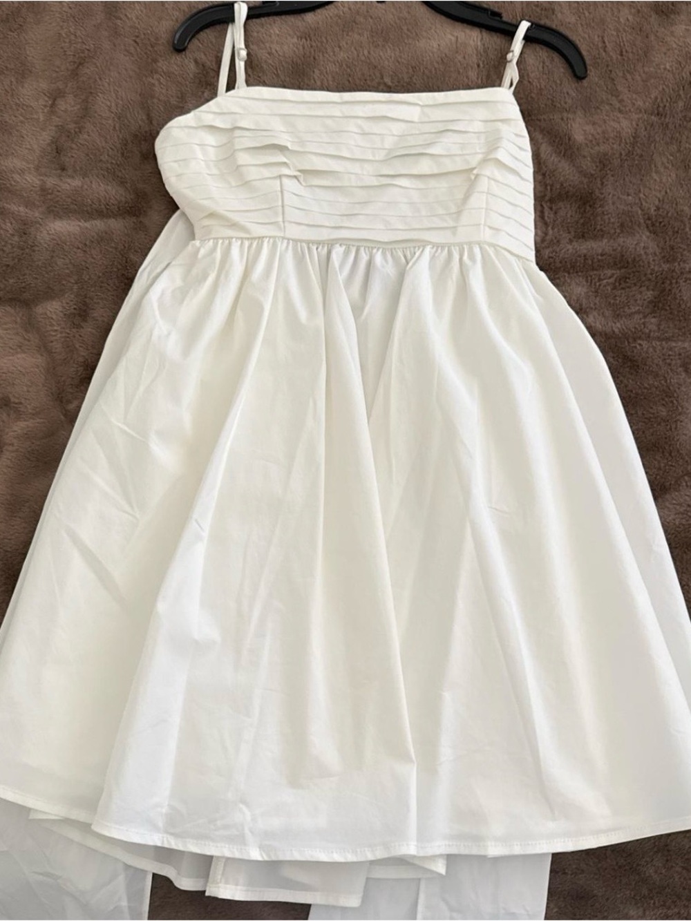 Windsor White Pleated Bodice Spaghetti-Strap Dress